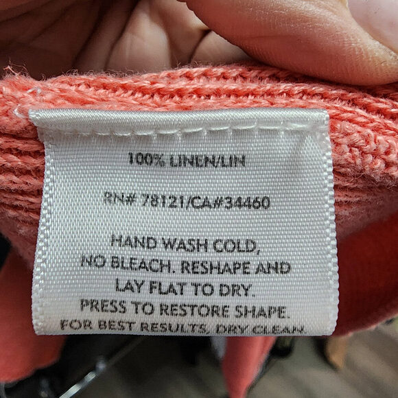 Eileen Fisher Coral Linen Knit Button Up Cardigan Size M - Picture 7 of 8